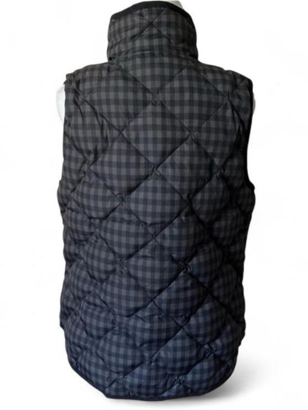 J. Crew Ladies Black / Gray Gingham Plaid Quilted Puffer Vest size Small - Picture 4 of 9